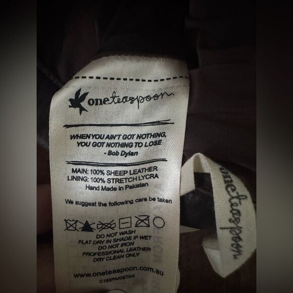 One Teaspoon Leather Bandits in CHOCOLATE BROWN Size 6 - Picture 3 of 4